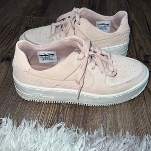 Pale pink suede air force ones